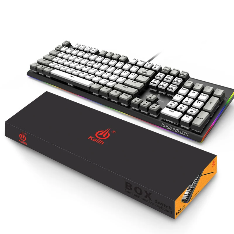 

104 key Pudding keycaps BOX White switches White LED Backlit and RGB Sideglow NKRO Kailh Mechanical Gaming Keyboard