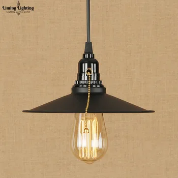 

Loft iron shade modern Pendant Lamp Adjustable Cord E27 LED Hanging Lights retro Zipper Switch For Living Room bedroom