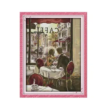 

Joy Sunday Lovers dating romantic coffee shop cross-stitch drawings elegant handmade crafts DIY decoration