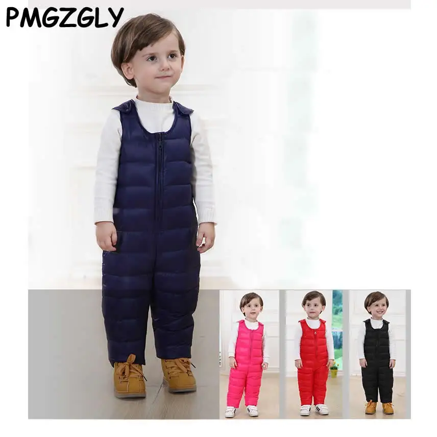 Children's Down Trousers Duck Down Boys Snowsuit Fur Baby Romper Jumpsuit Winter Overalls Thick Overalls Newborns Clothes