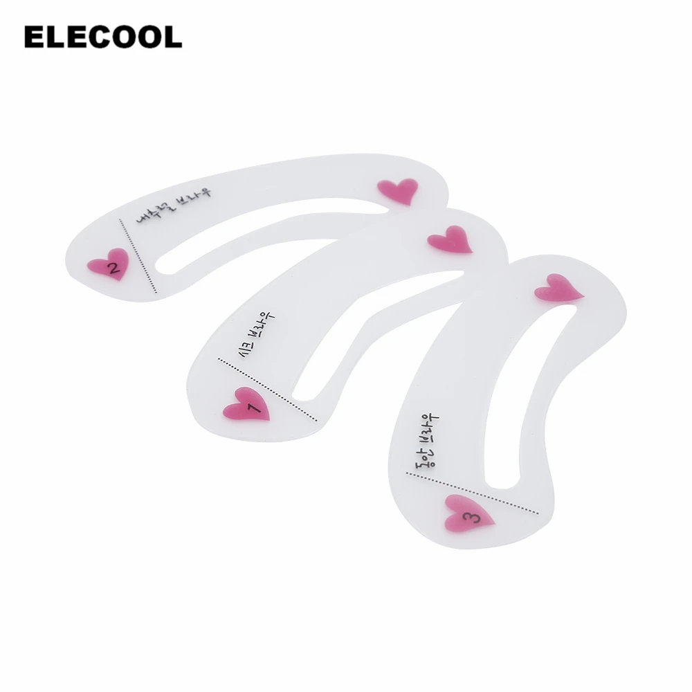 

ELECOOL High Quality Reusable 3 Styles/set Grooming Brow Stencil Kit Shaping DIY Beauty Eyebrow Template Make up Tool