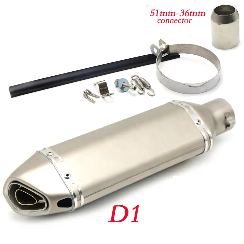 Motorcycle 51mm exhaust muffler pipe with db killer 36mm connector For Yamaha Fazer600 FZ6S FZ6N FJ-09 FJR 1300/ES killer