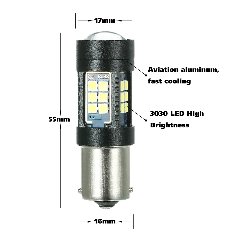 1156 27SMD 3030 Белый светодиодный сигнал поворота/резервсветильник лампа 2 упаковки