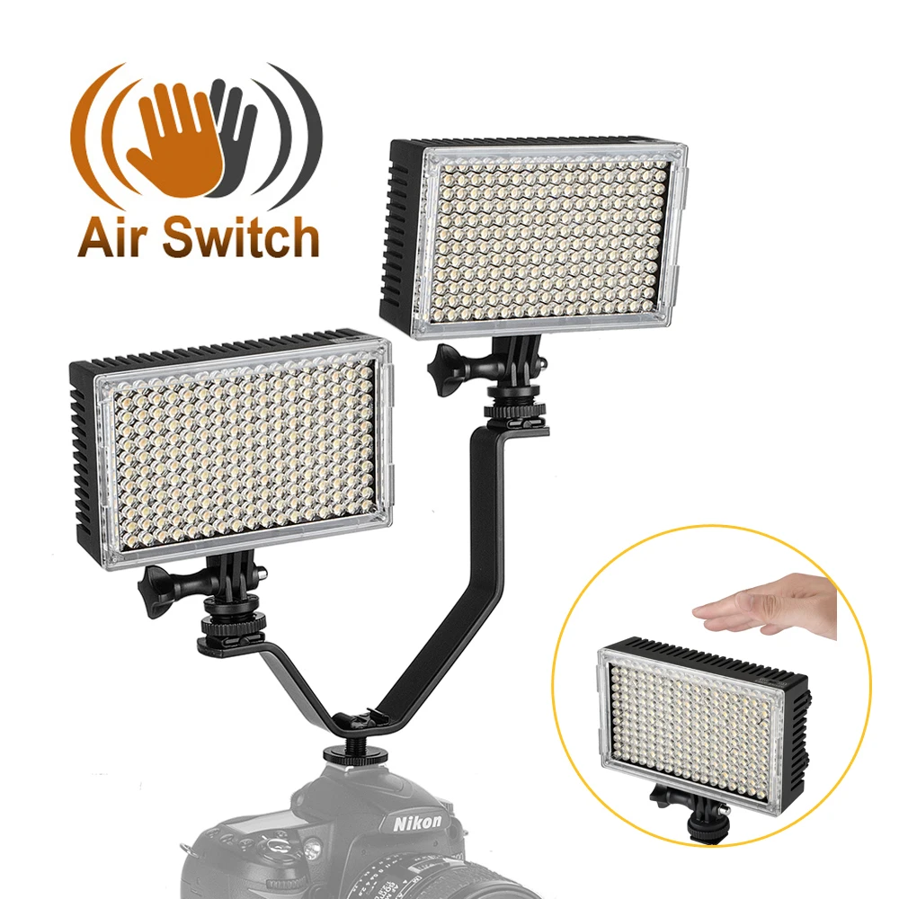 

Pergear A216C Sensor Light Adjustable3200K-5500K 216 Led Video Studio Camera Photo Light for Camcorder Shooting+V-shaped Bracket