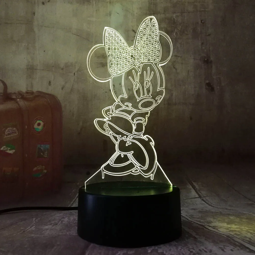  3D Cartoon Minnie Mouse LED RGB Night Light 7 Color Change Desk Table USB Lamp for Child Kids Chris - 32887787794