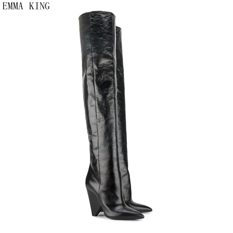 

Winter 2019 Women Boots Over The Knee Sexy Thigh High Boots High Heel Ladies Shoes Winter Warm Motorcycle Plus Size Long Boot