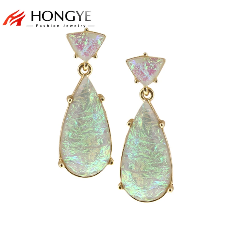

Free Shipping New Arrival Fashion Women Gold-Color Charms Colorful Laser Resin Link Drop Earrings Noble Jewelry