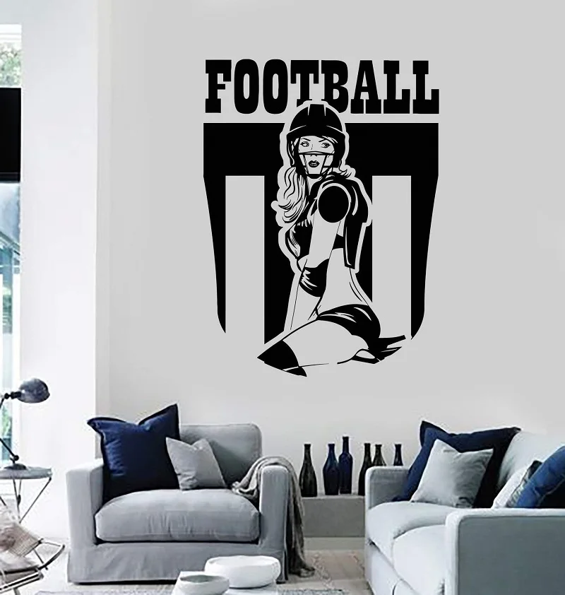 

Vinyl wall decal football girl sports teen room decoration sticker, home living room decoration wall sticker ZQ03