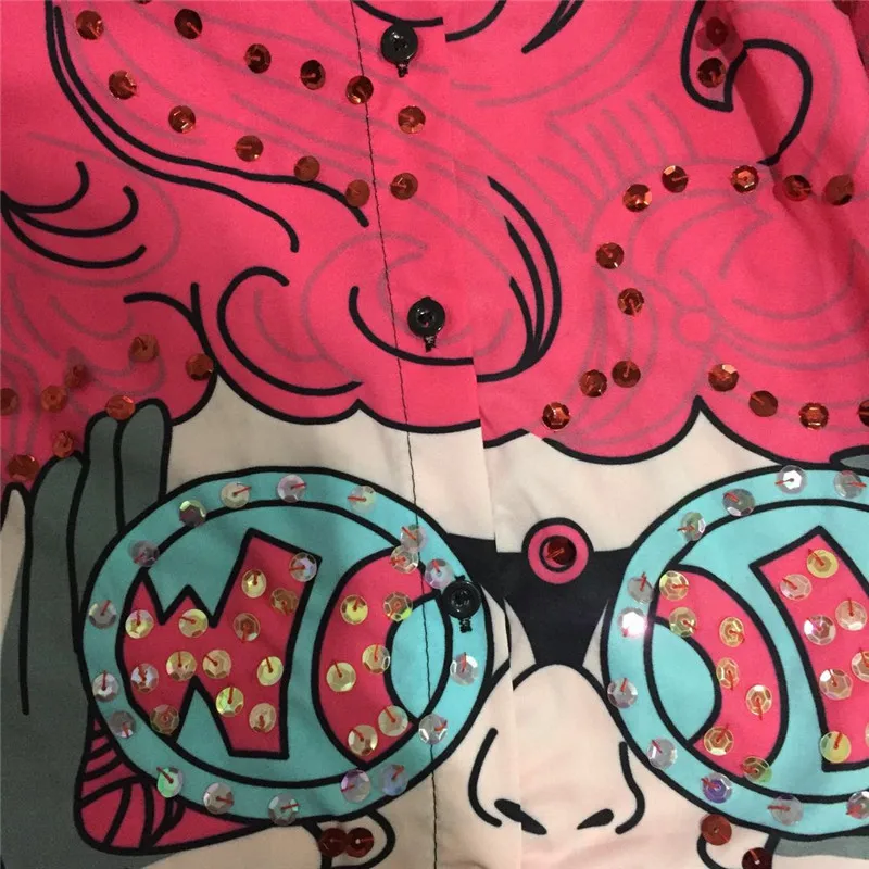 Блузка с принтом с героями мультфильмов, Женские топы и блузки, летние женские повседневные рубашки с коротким рукавом и отложным воротником, летние топы