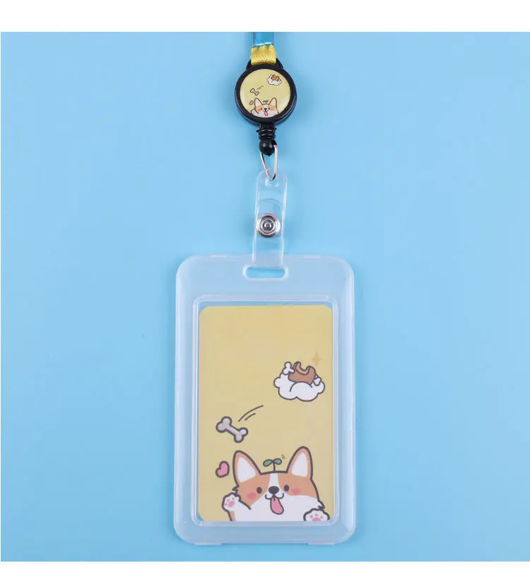 Cute Cartoon Cat Transparent Card ID Badge Holder Kawaii Dogs Retractable Badge Buckle Name Tag Card Holder For Gifts