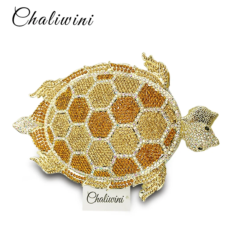 Золото в виде черепахи со стразами женские вечерние сумки клатчи алмаз Форма