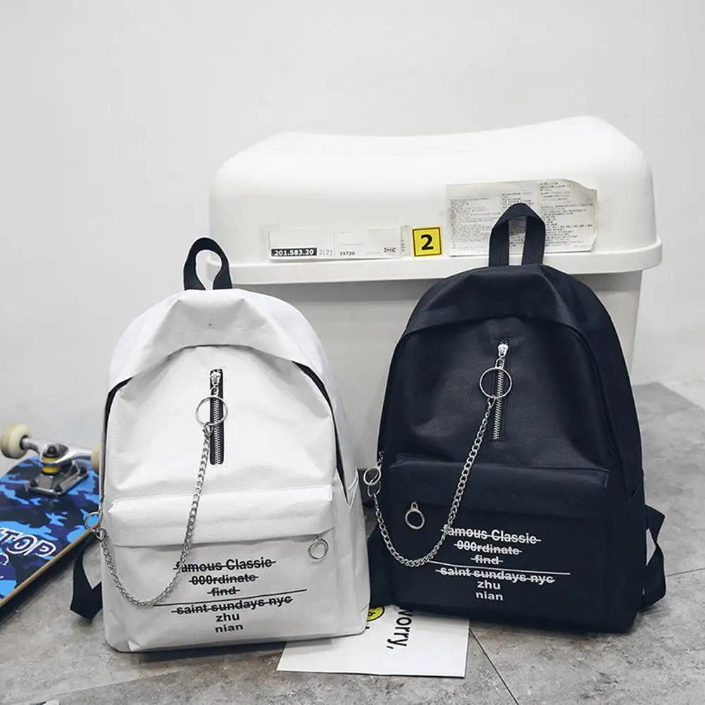 

Chic Solid Color Letter Print Unisex Backpack Large Capacity School Travel Bag