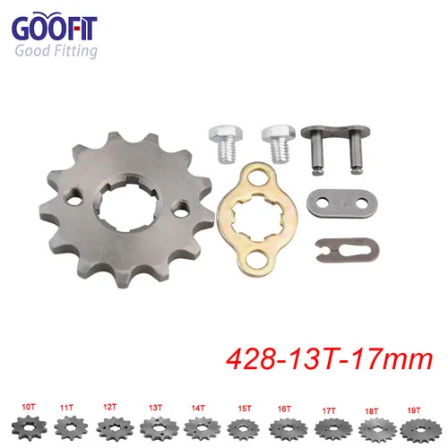 GOOFIT 428 10-19 зуб 17 мм Двигатель передние звездочки для 50cc 70cc 90cc 110cc скутер мотоцикл ATV Quad Go Kart мопед Q001-029 - Цвет: 13T