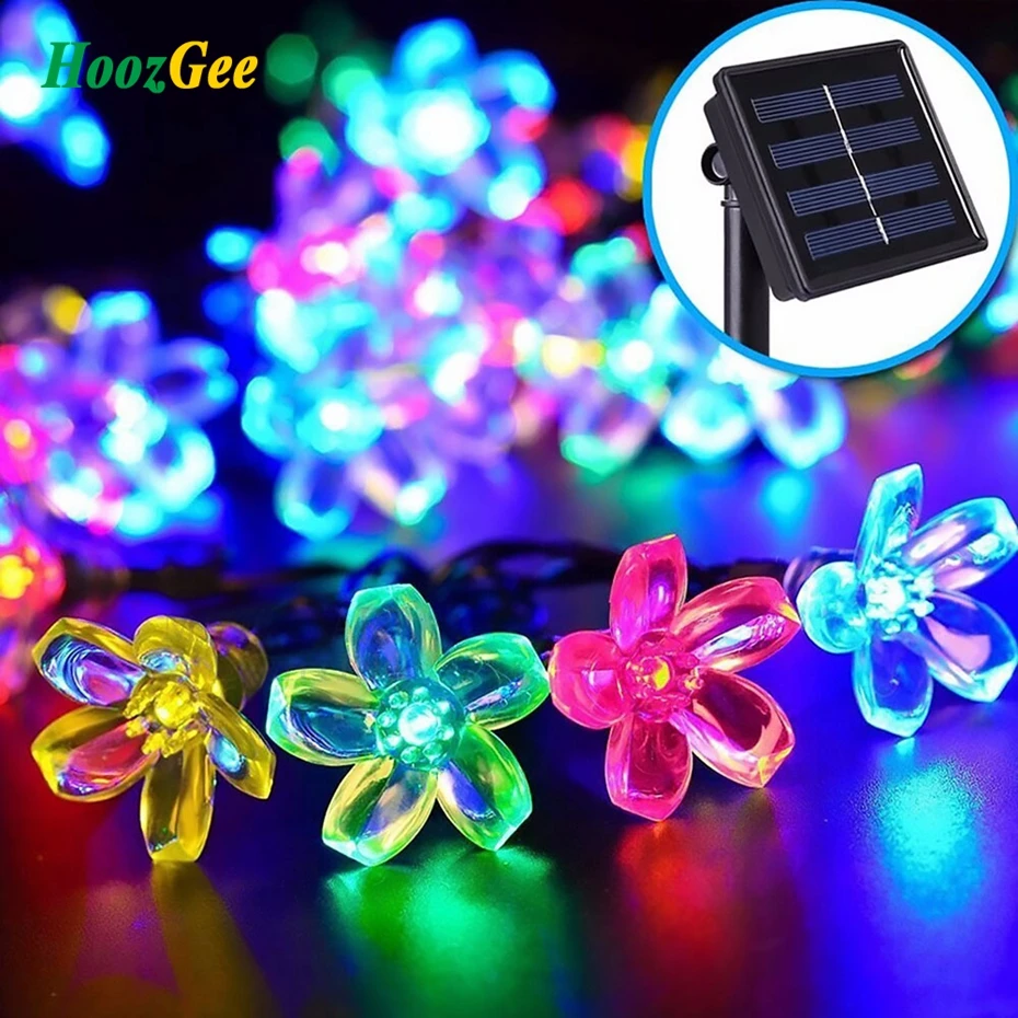 

HoozGee Outdoor Fairy Lamp Solar String Lights 50 LED Peach Blossom Garden Lawn Christmas Tree Home Decor for Festival
