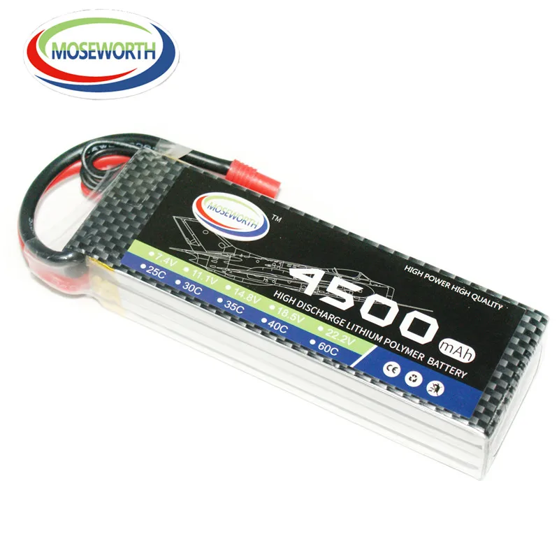MOSEWORTH RC Lipo Battery 3S 4500mah 30C 11.1V RC Lipo battery for RC Helicopter boat models aircraft High-rate cell batteria