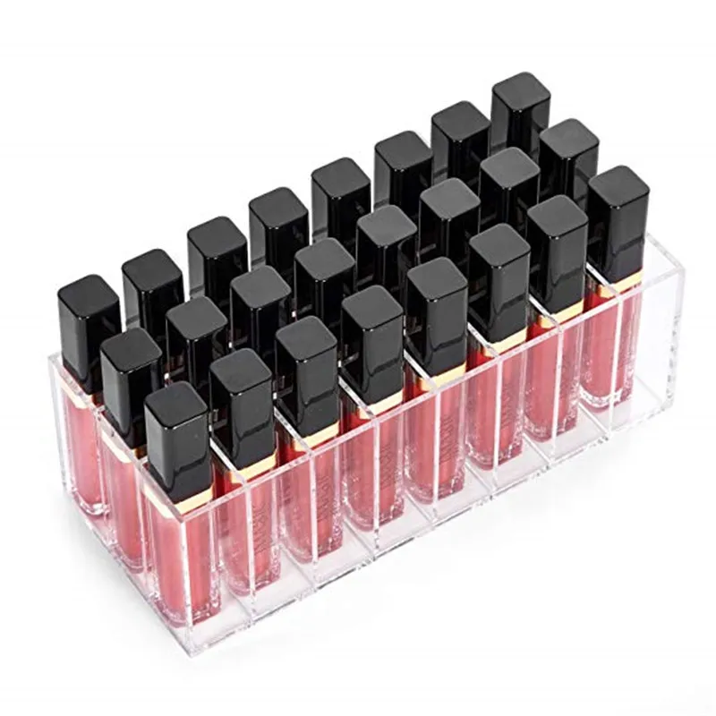 

Acrylic Lip Gloss Holder 24 Slots Lipstick Box Display Stand Sundry Storage Box Cosmetic Makeup Organizer Holder