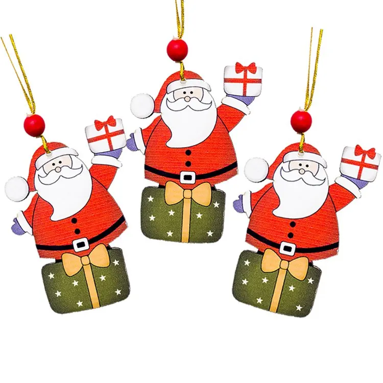 LAPHIL 3 шт. DIY рождественские деревянные подвесные украшения Санта Снеговик Рождественская елка украшения детский подарок товары для рождественской вечеринки - Цвет: 6