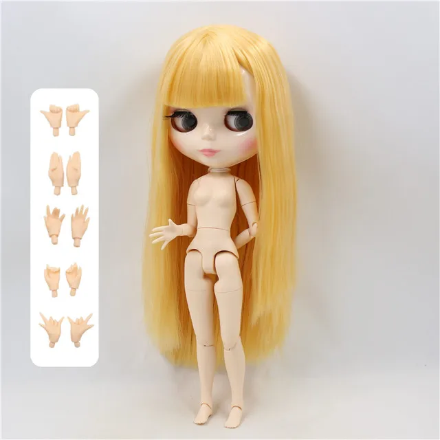 Ледяная фабрика blyth кукла Нормальная/суставная тело белая кожа прямые желтые золотые волосы BL0658 1/6 30 см, подарок для девочки - Цвет: doll with hands A