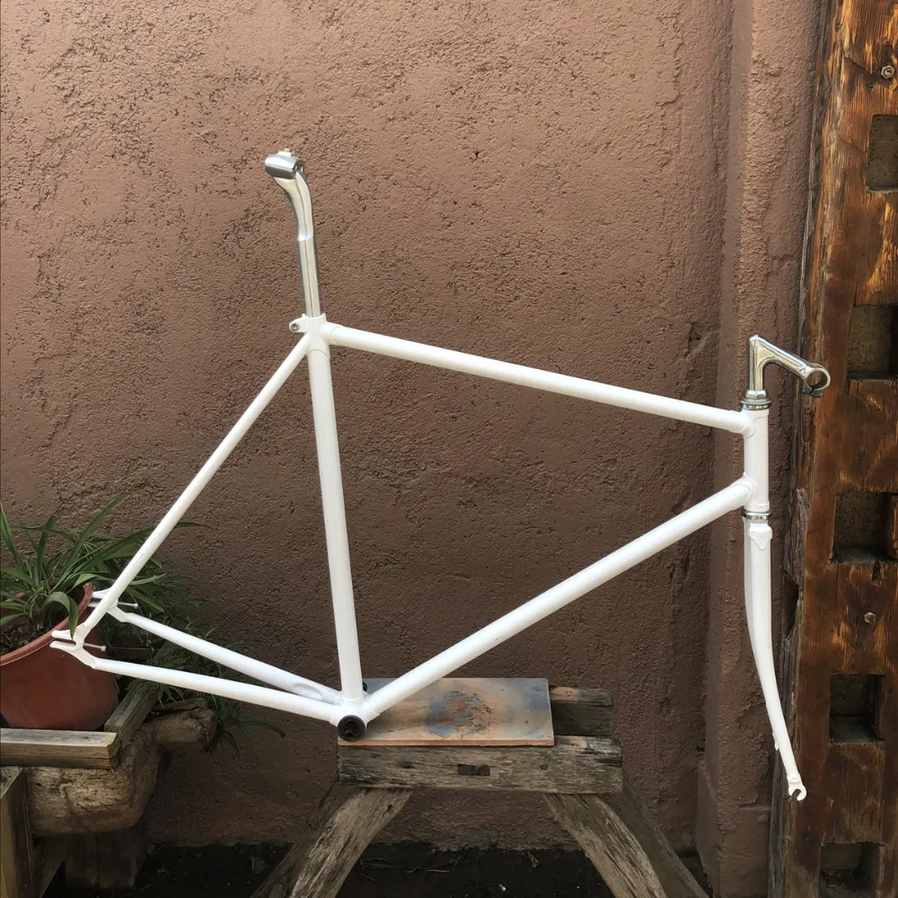 

Fixed Gear Bike frame 57cm steel bike frame restoring Gold plating road bike 700C frame Include seatpost ,stem ,BB