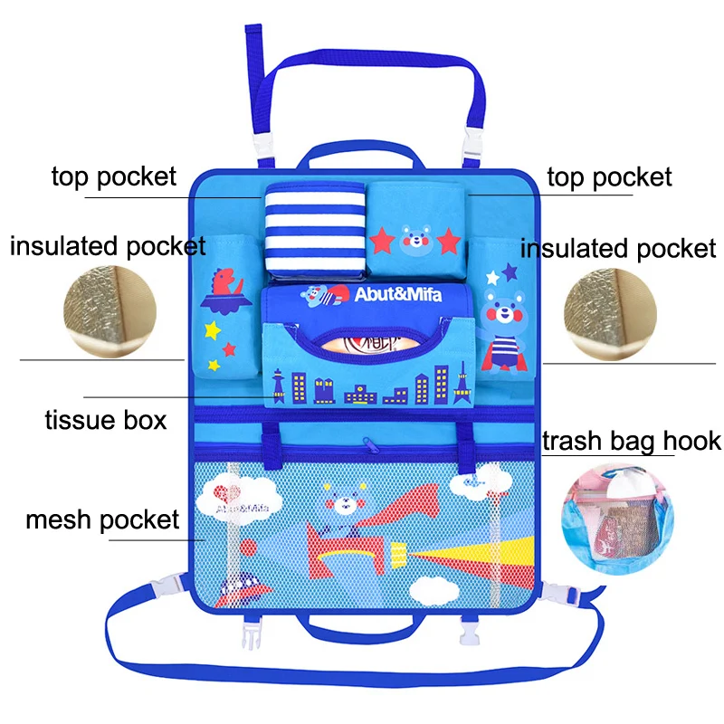 Мультяшная автомобильная сумка для хранения на спинку сиденья, органайзер для детей с изолированным карманом, универсальная защита для укладки, авто аксессуары