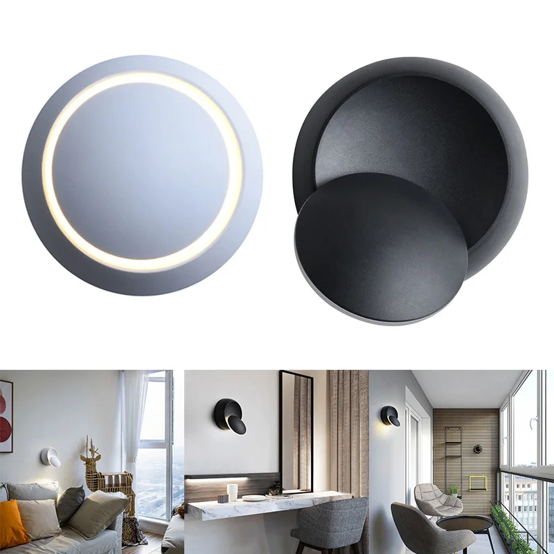 

LED wall light 360 degree 5W rotating simple corridor bedroom aisle bedside round light kk