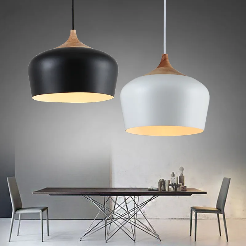 

KINLAMS Solid Wood Aluminum Vintage American Style Pendant Lights Mordern Nordic Retro Hanging Lamp For Kitchen Dining Room