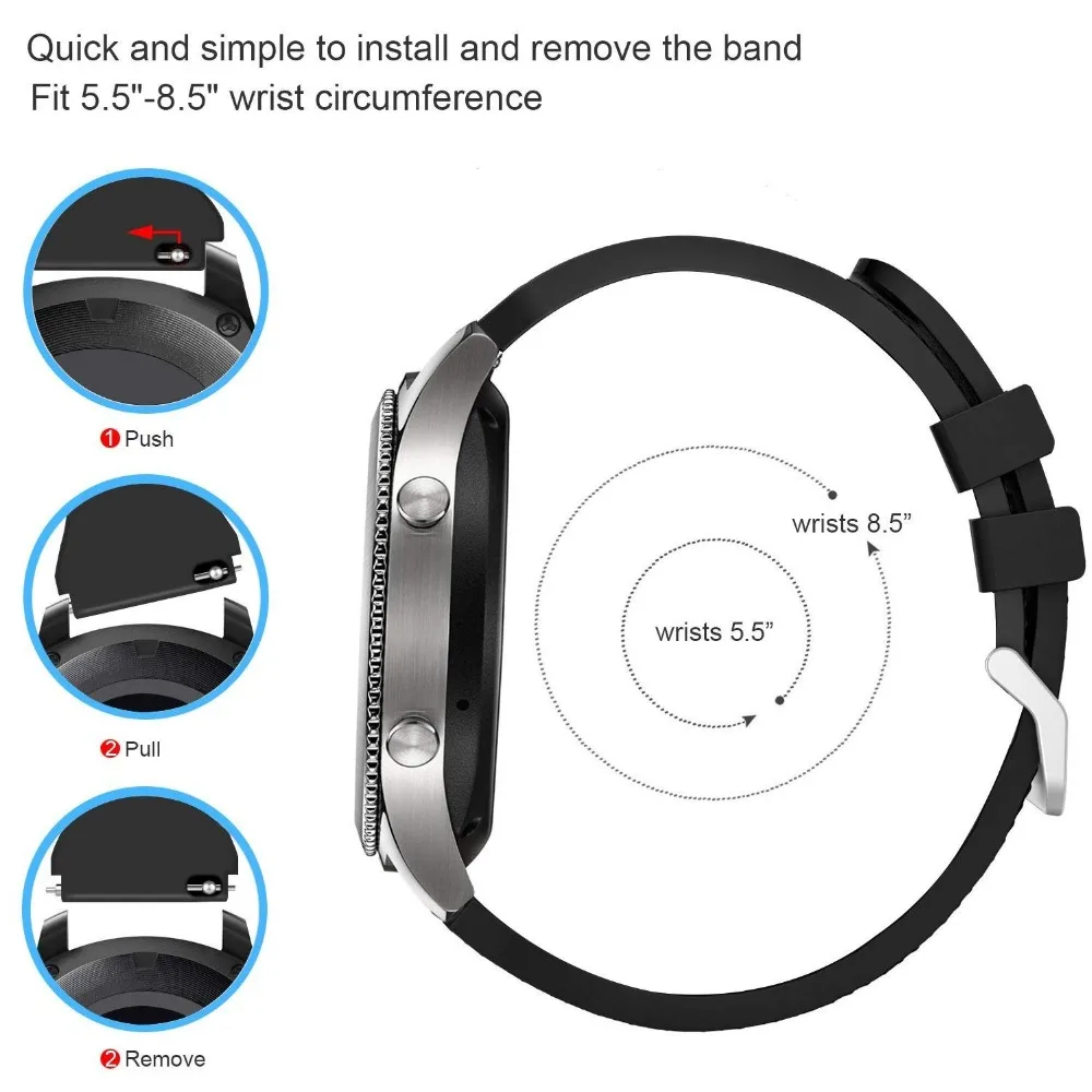 Ремешок силиконовый для samsung Galaxy watch 3 45 мм 46 gear s3 Frontier/Classic резиновый браслет