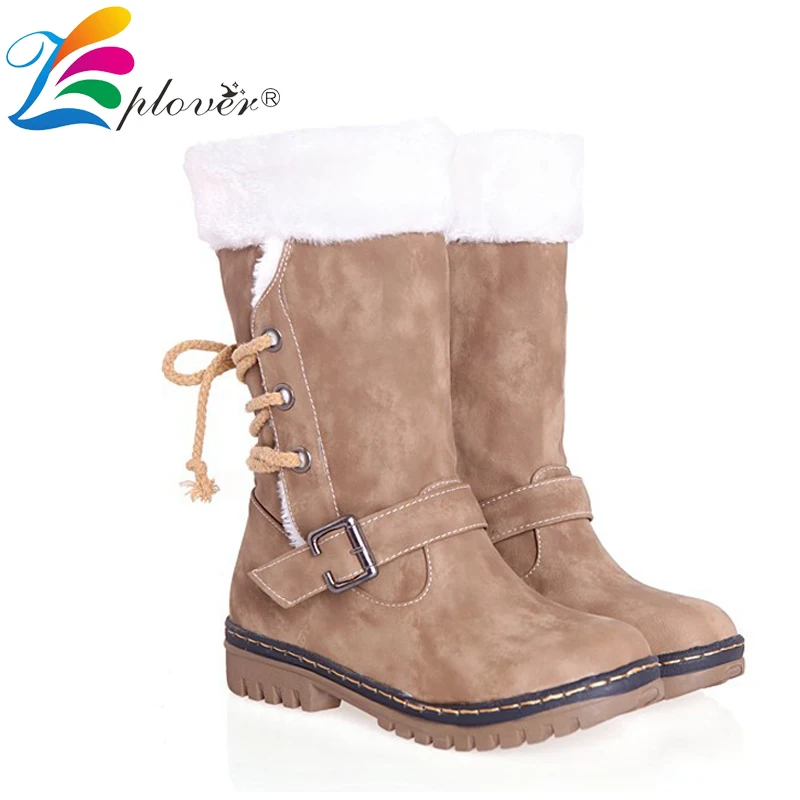 

Women Boots Winter Warm Snow Boots Shoes Woman Plush Leather Ankle Boots For Women Cotton Shoes Lace Up Fur Ladies Shoes Botas