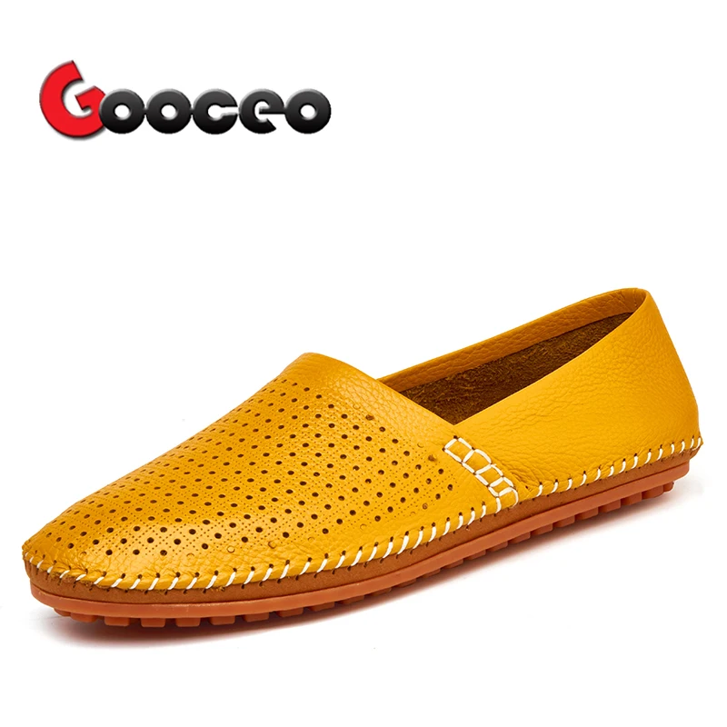 

Men's Loafers Flats Moccasins Doug For Men Summer Low-top Slip-On Driving Shoes Cow Genuine Leather Air Hole Handmade Plus Size