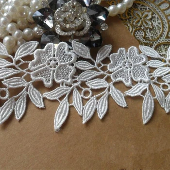 

10yards/lot Exquisite White Water Soluble Florets Embroidery Lace High-end Wedding Dresses DIY Clothing AccessoriesRS1019