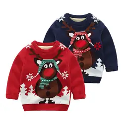 Рождественская вязаная одежда для малышей, Свитера для мальчиков с рисунком лося, Детский свитер кардиган, пуловер для маленьких