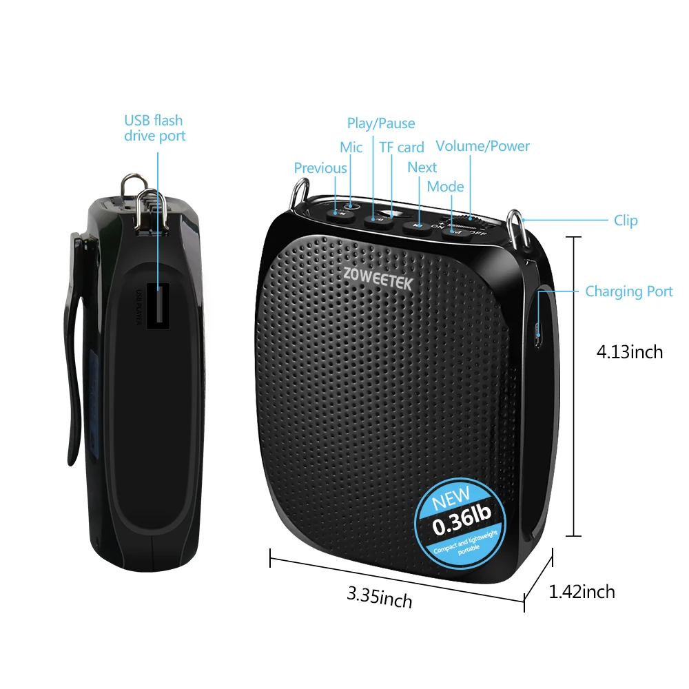 Ultra sem Fio Altifalante de Áudio Amplificador de Voz para Professores Zoweetek Portátil Mini Guia Turístico Yoga Instrutor Uhf Usb - Image 5