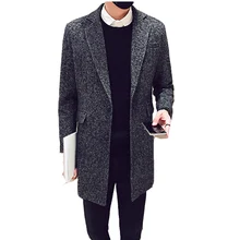 2016 new autumn and winter style dress Korean version slim trend two buttons long woolen coat lapel coat overcoat size M-2XL