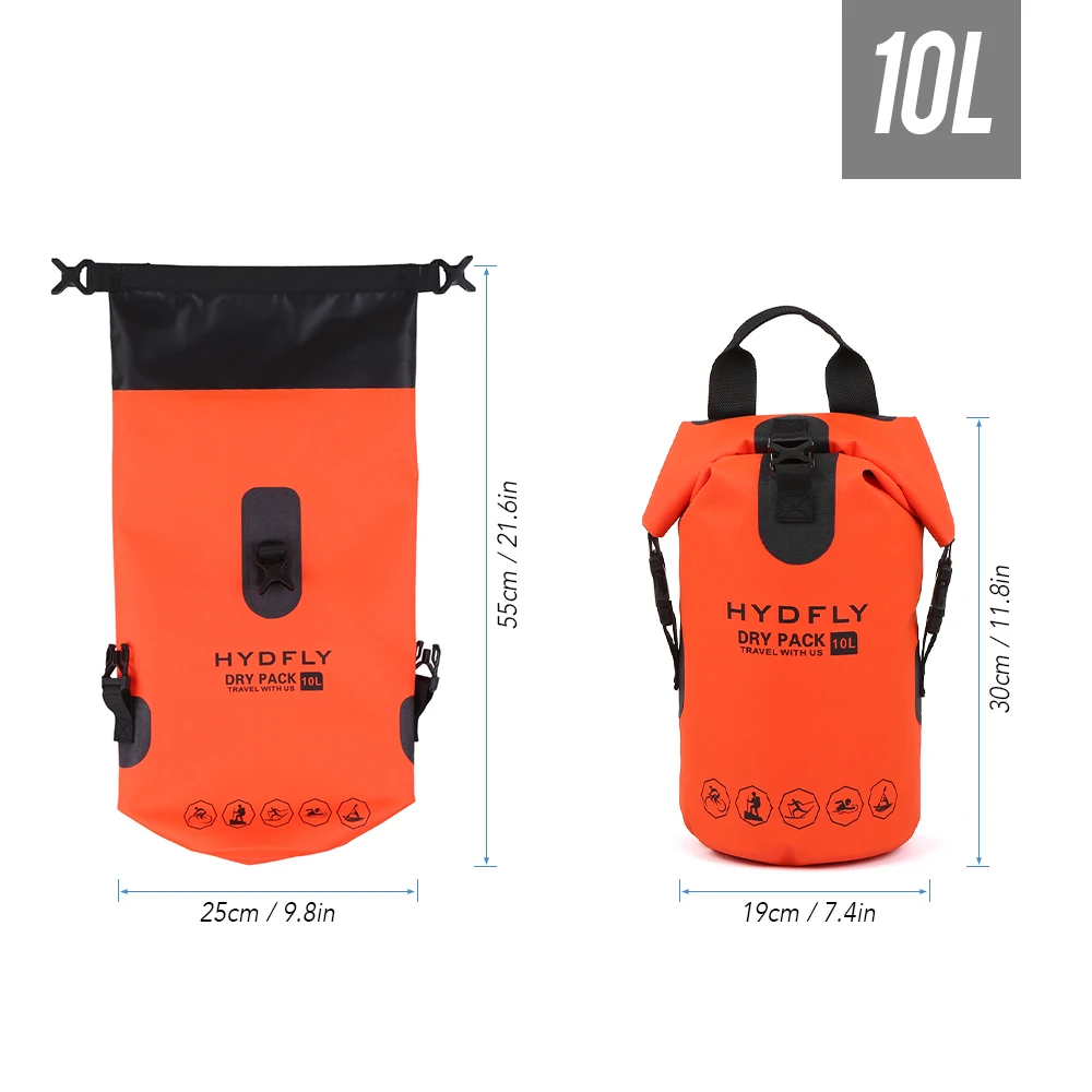 10L/15L/20L Открытый водонепроницаемый мешок сухой мешок речной треккинг Рыбалка плавающий ролл-топ рюкзак дрейфующий плавание водные виды спорта