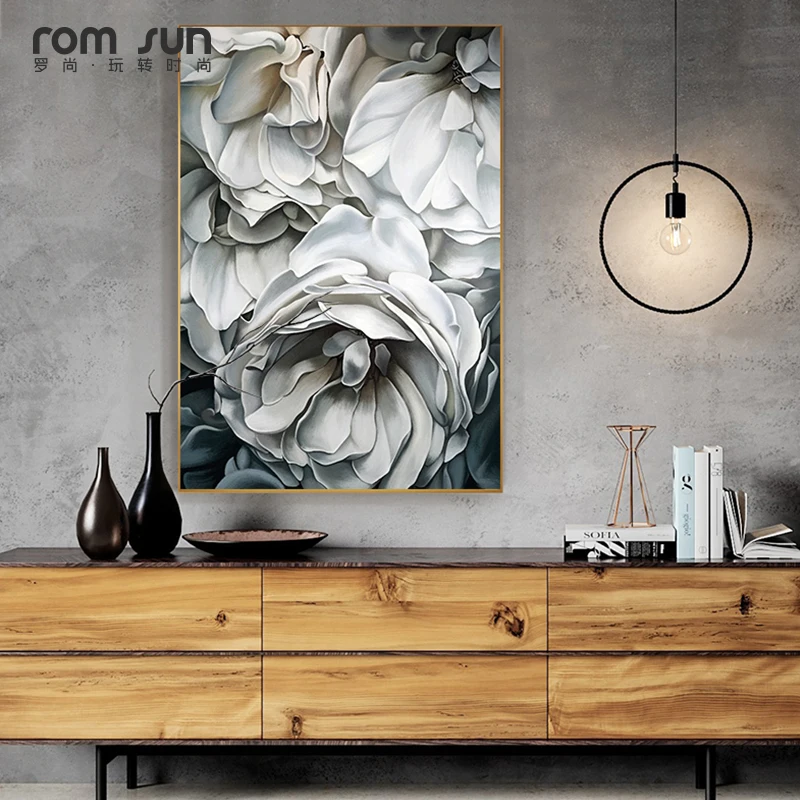 

HD Nordic Style White Rose Canvas Painting Art Wall Pictures For Living Room HD Modern Home Decoration Posters And Prints LS006