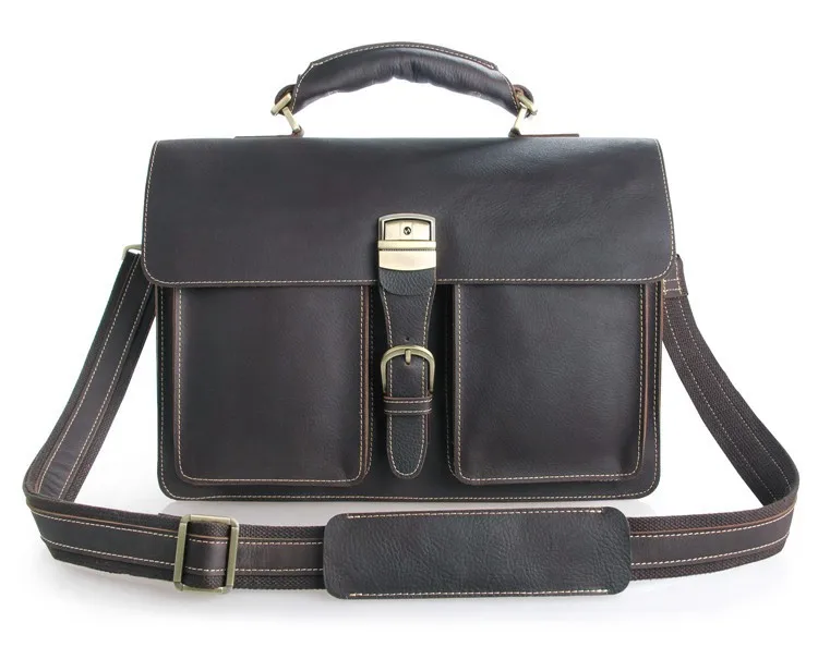 

Augus New Style Leather Bag Top Layer Leather Cross Body Bag Double Big Compartment Leather Handbag For Adult 7164Q