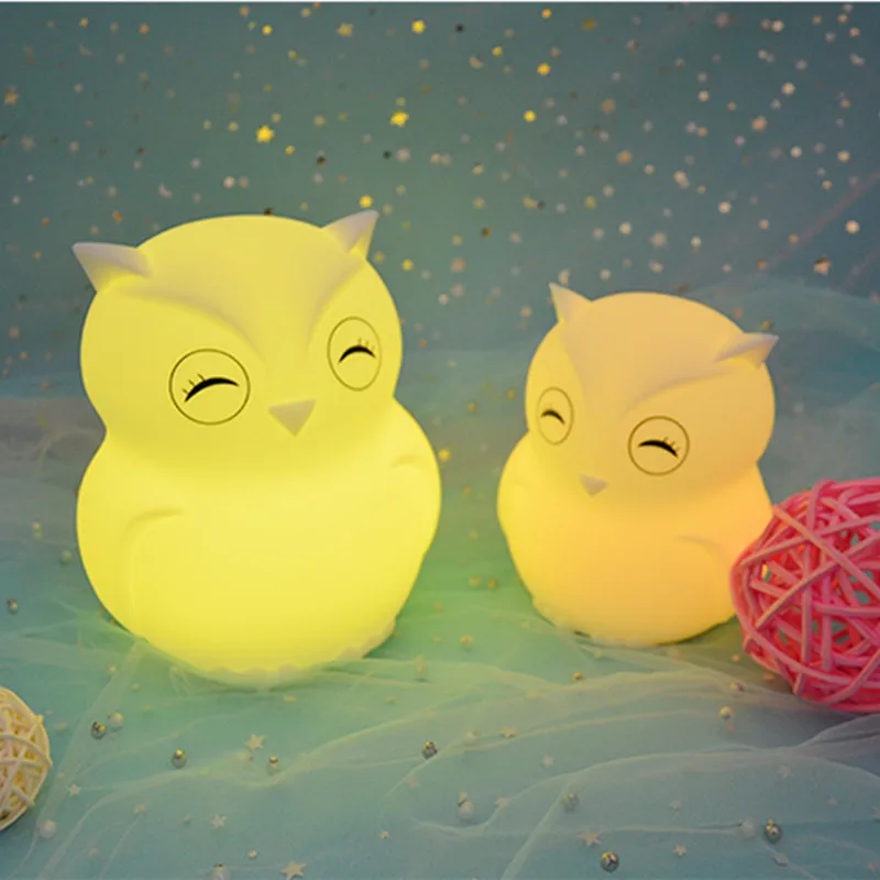 

Owl Night Light Touch Sensor 9 Colors LED Bird Lamp Cartoon Silicone Animal Bedside Sleeping Light for Children Kids Baby Gift
