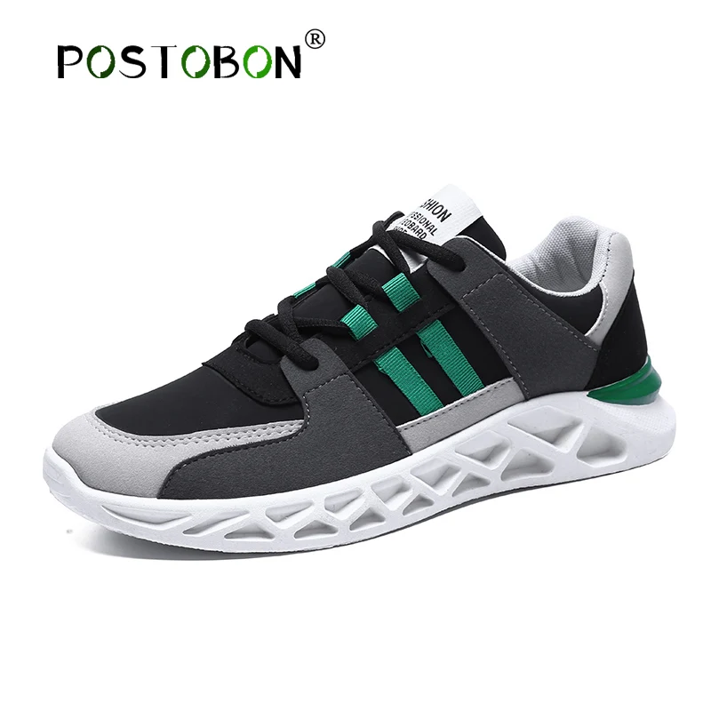 

POSTOBON 2019 New Men Sports Shoes Casual Shoes Lightweight Comfortable Breathable Black Walking Sneakers Feminino Zapatos
