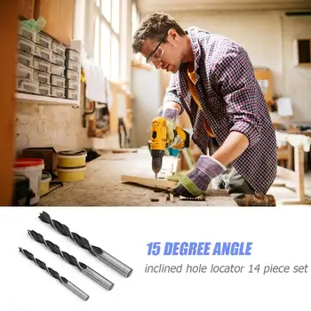 

14Pcs 15 Degree Angle Woodworking Guide Positioner Oblique Hole Locator Clamp