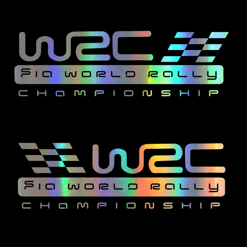 LOEN 2PCS! Waterproof Red Black White Sticker WRC World Rally Championship Sport Racing Car Styling Sticker BlackSilverLaser (4)