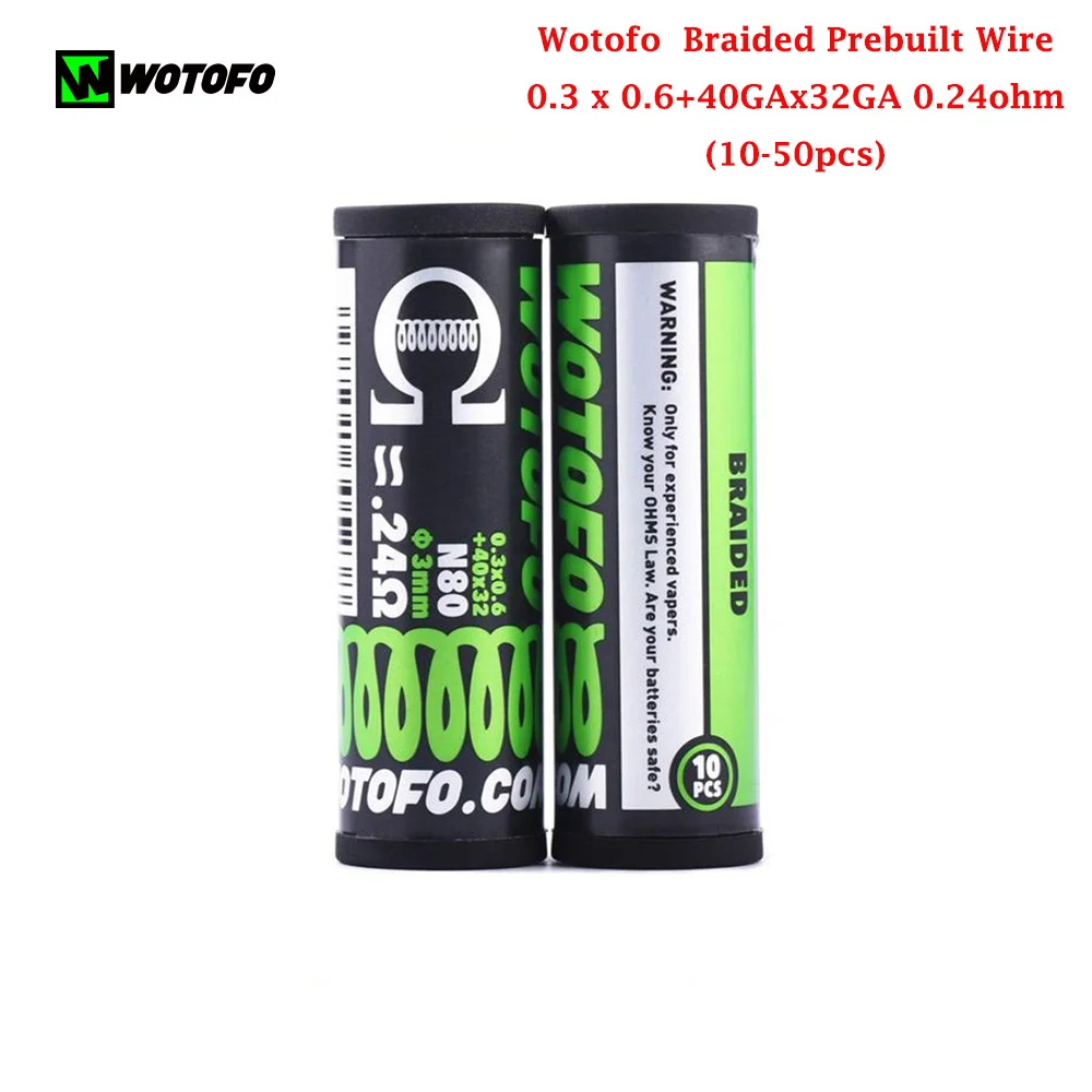 10 50 шт Wotofo Плетеный предварительно собранный провод 0 3x0 6 + 40GAx32GA 0.24ohm для RDA