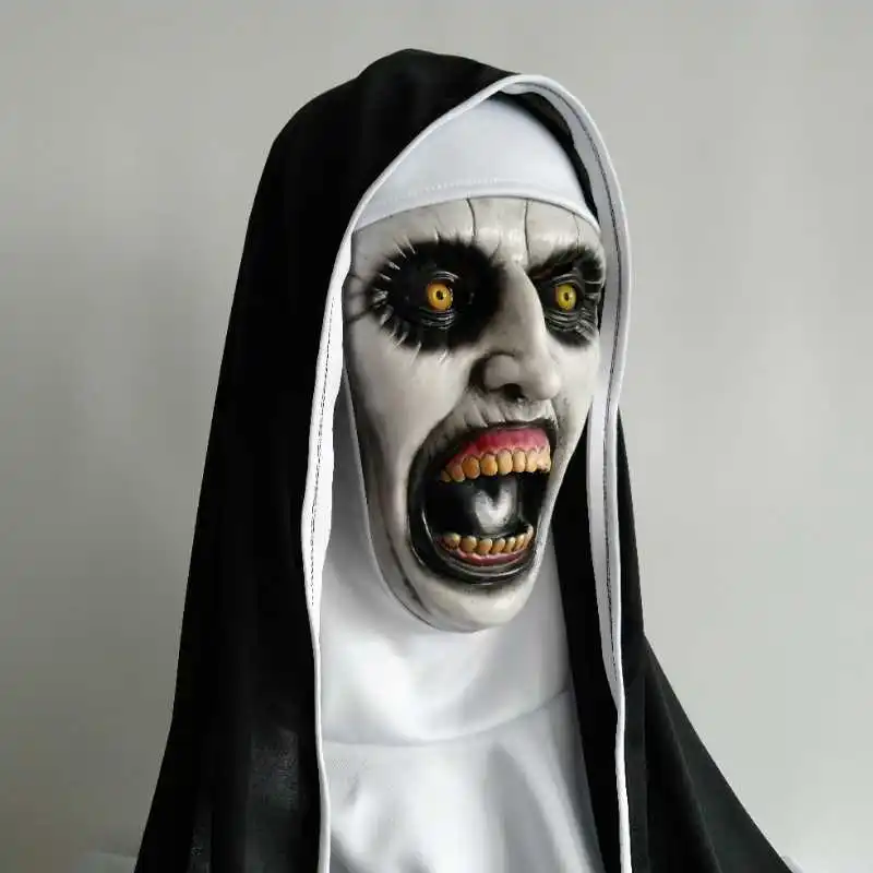 

The Demon Nun Mask Cosplay Valak Latex Mask Scary Half Face Horror Costume Halloween Props Party Accessory The Nun Horror Mask