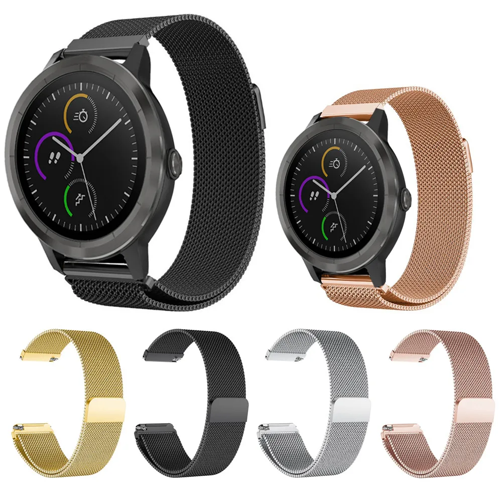 

2018 New Men Sports Clock Analog Quart Gift Milanese Magnetic Loop Stainless Steel Watch Band Strap For Garmin vivoactive 3