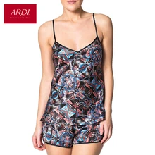 Женские шелковые пижамы оригинальные цвета, состоящие из топа и шорт R1254-50