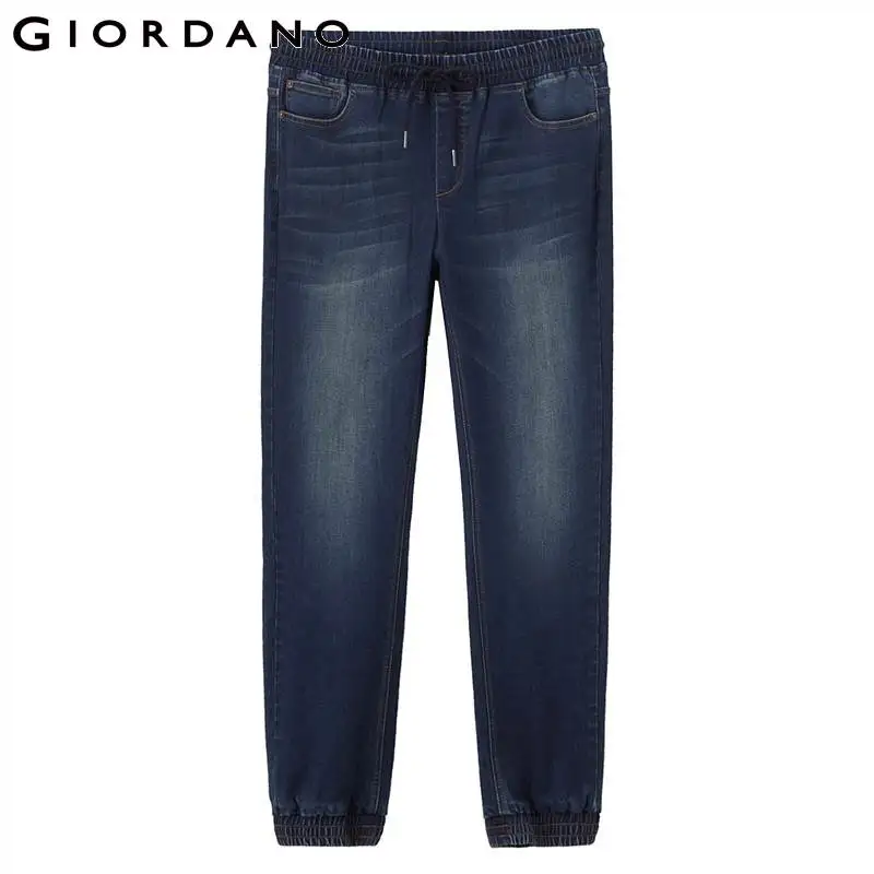 Giordano джинсовые брюки с резиновыми втяжками на поясе и В районе щиколотки имеется