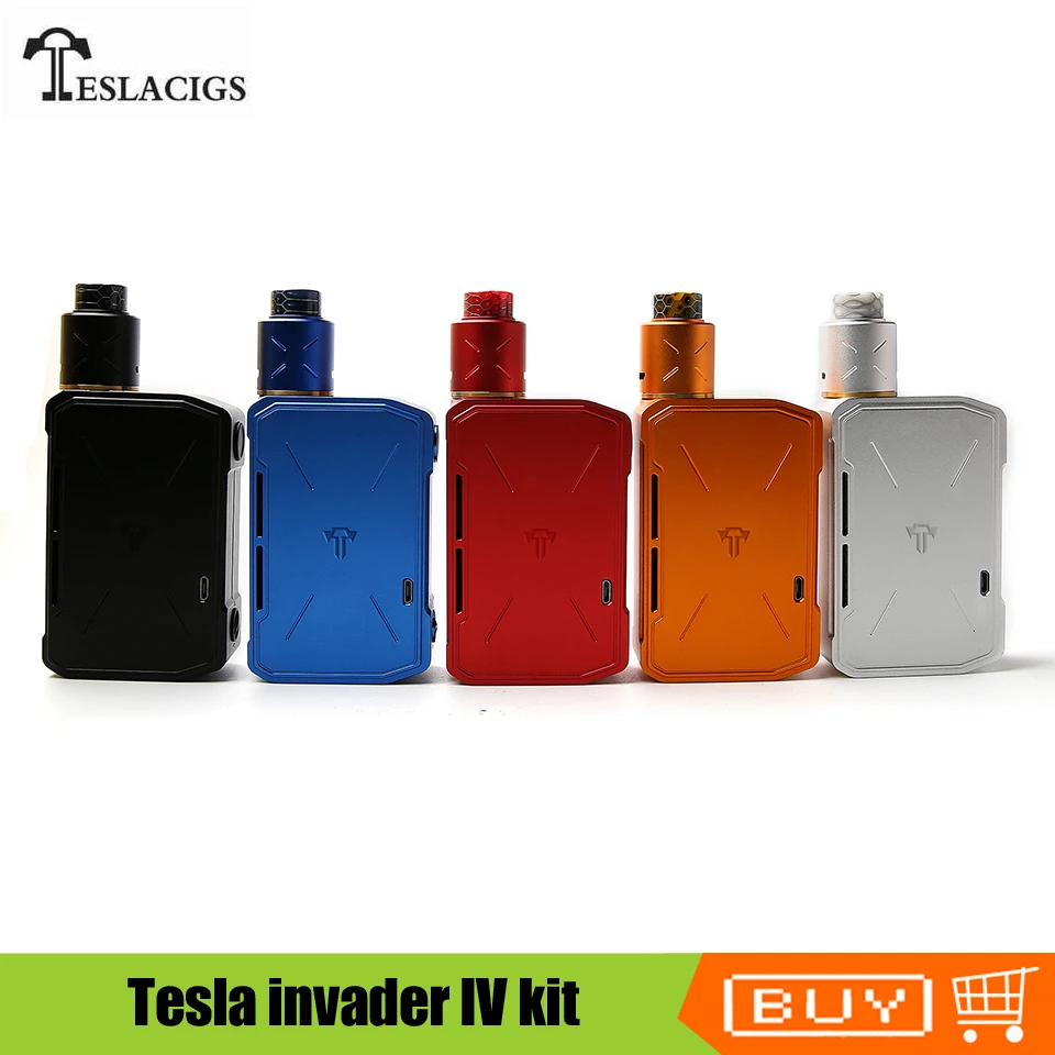 

Original Teslacigs Tesla invader 4 IV kit With Dual Coils RDA Tank 510 Thread E-cigarette Kit Vaper vaporizer box mod vape kit