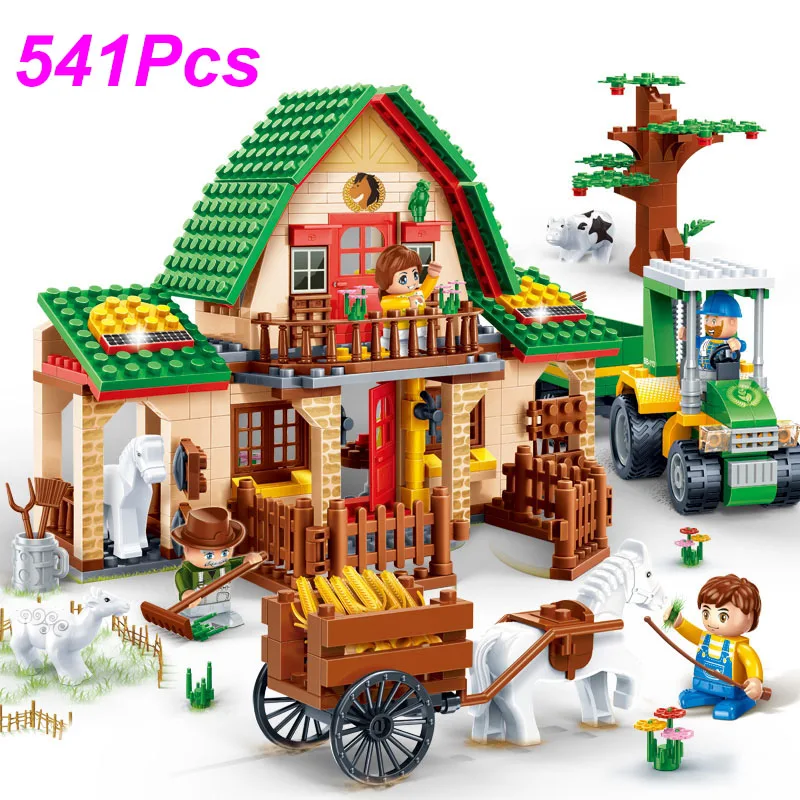 541Pcs Countryside Happy Farm House Bricks Toys Building Blocks Model 8579 Compatible Legoings Farmer Educational Toy Kids Gift