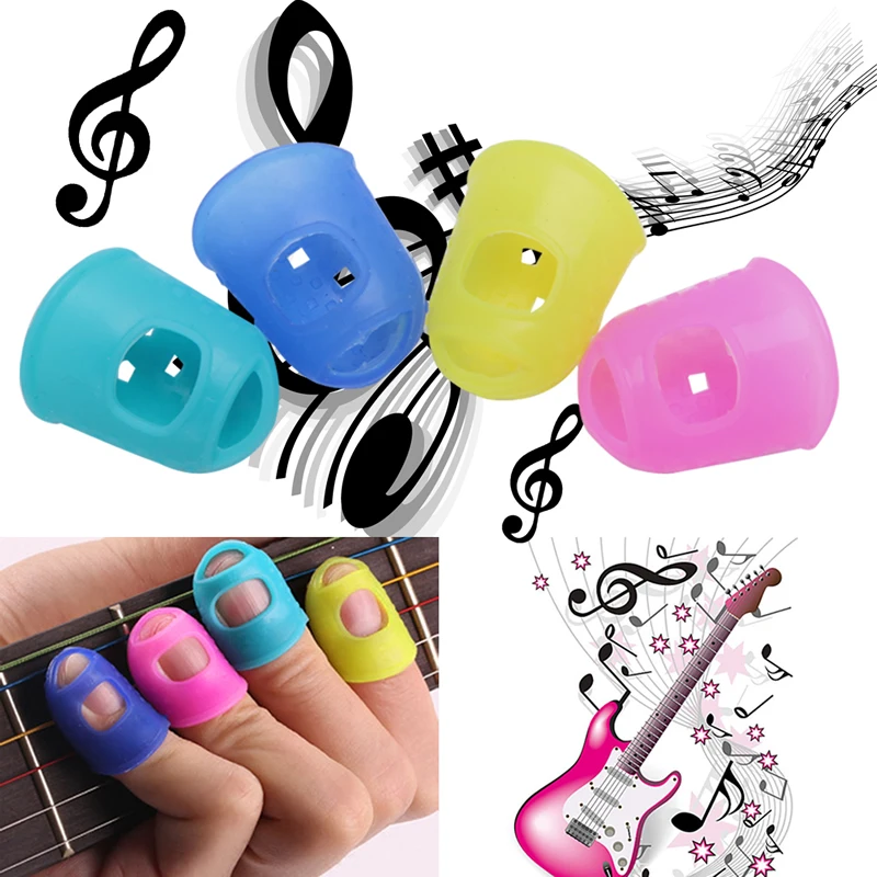 4Pcs Guitar Thumb Bass Silicone Finger Protector Pick Creative