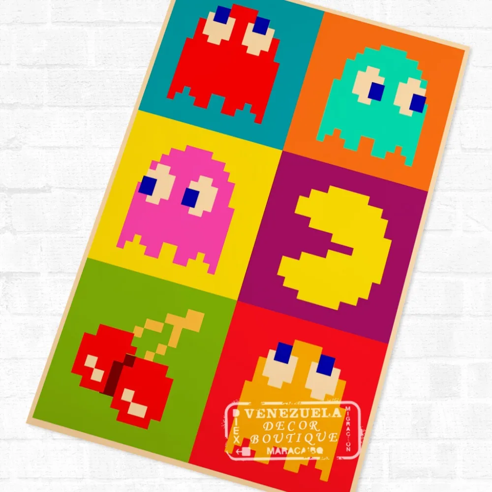 Pacman Puck Мужские Винтажные видеоигры, рекламный плакат, ретро декоративные DIY наклейки на стену, художественные Плакаты для домашнего бара, Декор, подарок