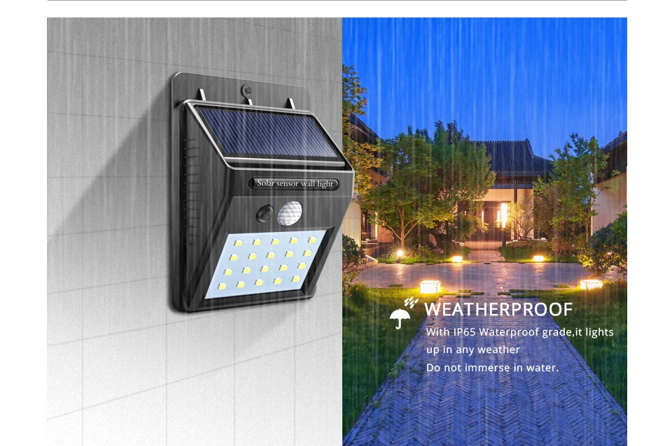 Светодиодный светильник с датчиком движения на солнечной энергии, настенный светильник, уличный светильник для сада, водонепроницаемый светильник для крыльца, уличный светильник